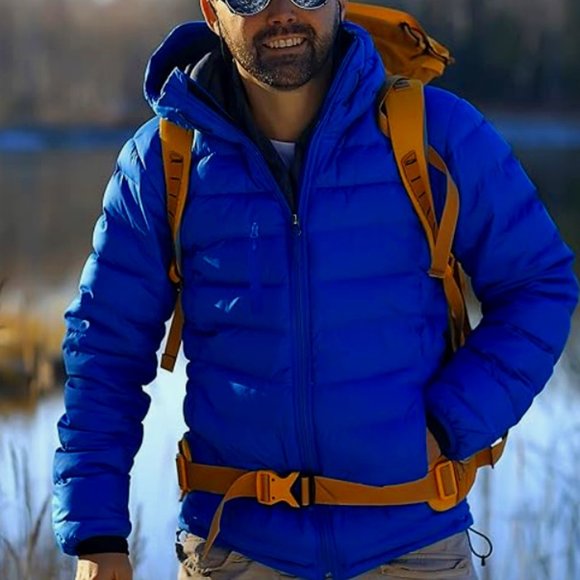 Fit Space Mens Down Alternative Jacket Quilted Lightweight Packable Padding Coat - Picture 1 of 9